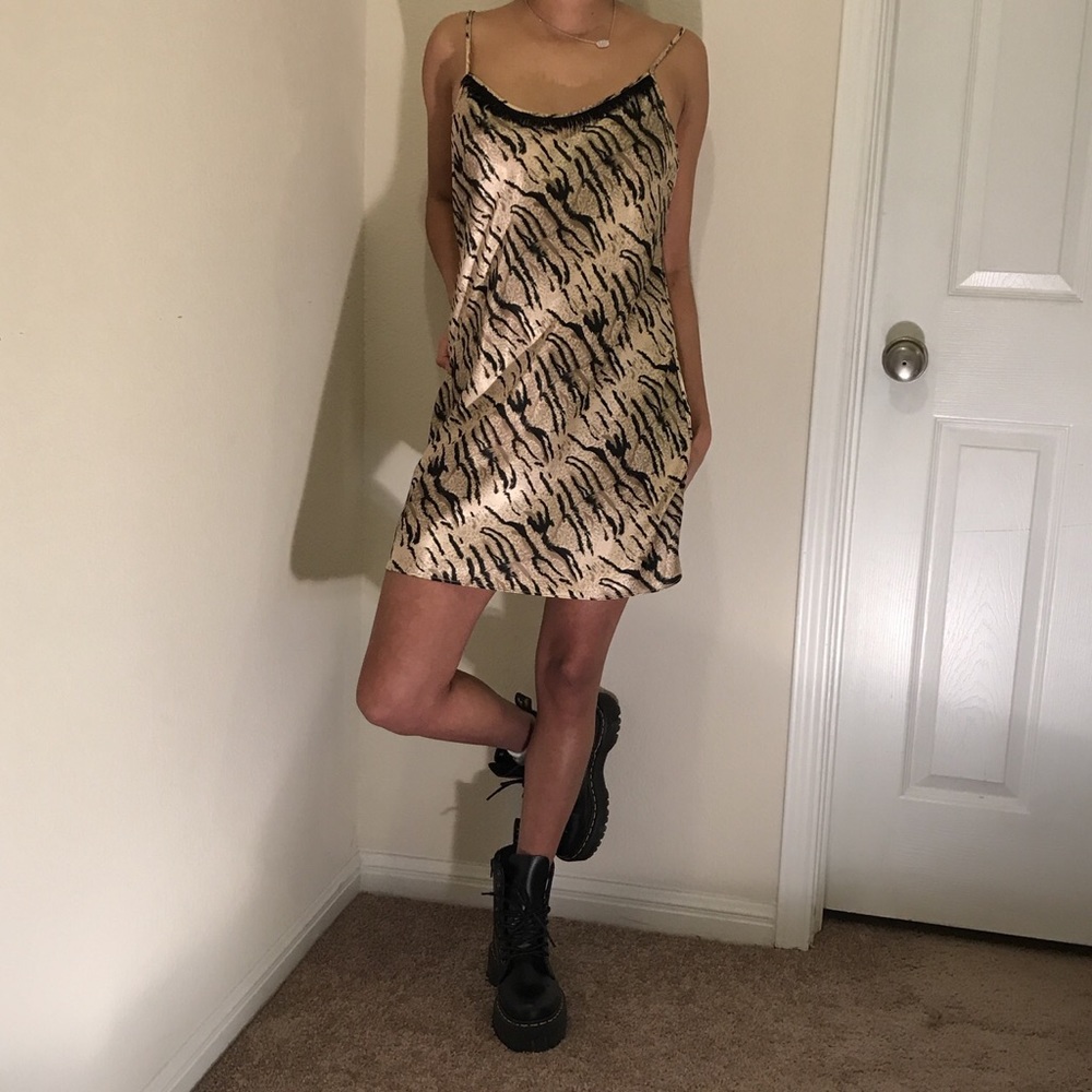 California Dynasty animal print slip dress